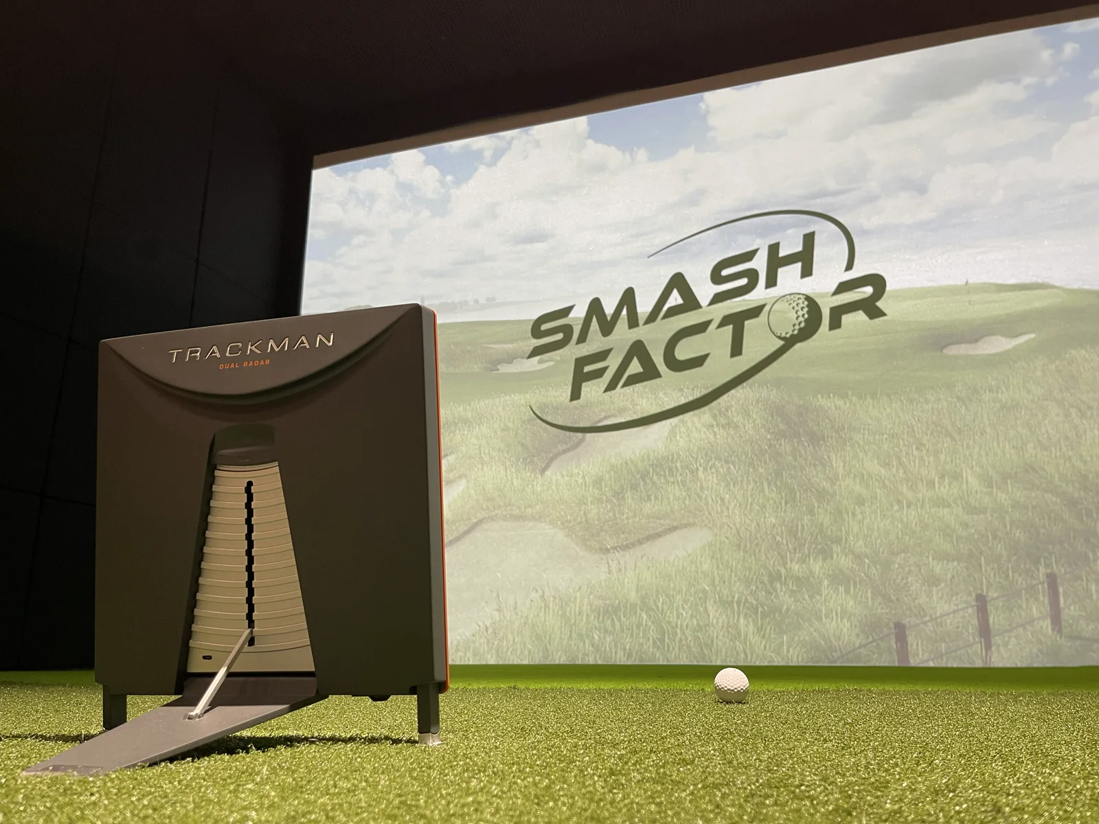 Trackman 4 launch monitor and simulator screen at Smash Factor
